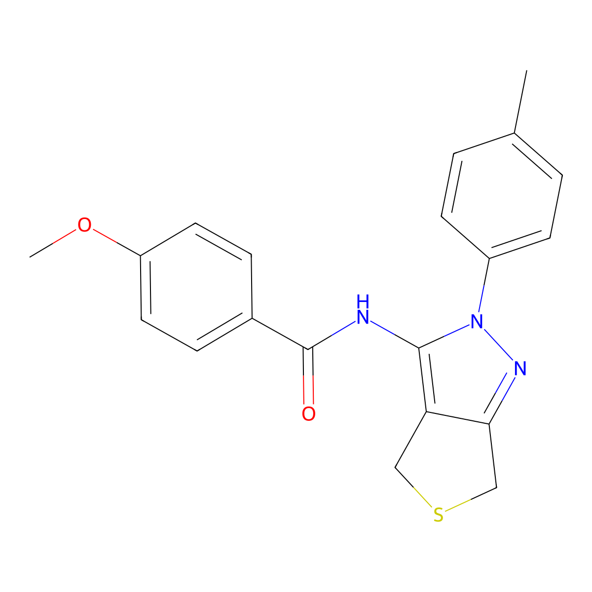 4-methoxy-N-[2-(4-methylphenyl)-4,6-dihydrothieno[3,4-c]pyrazol-3-yl]benzamide molecular structure, CAS 361172-05-6