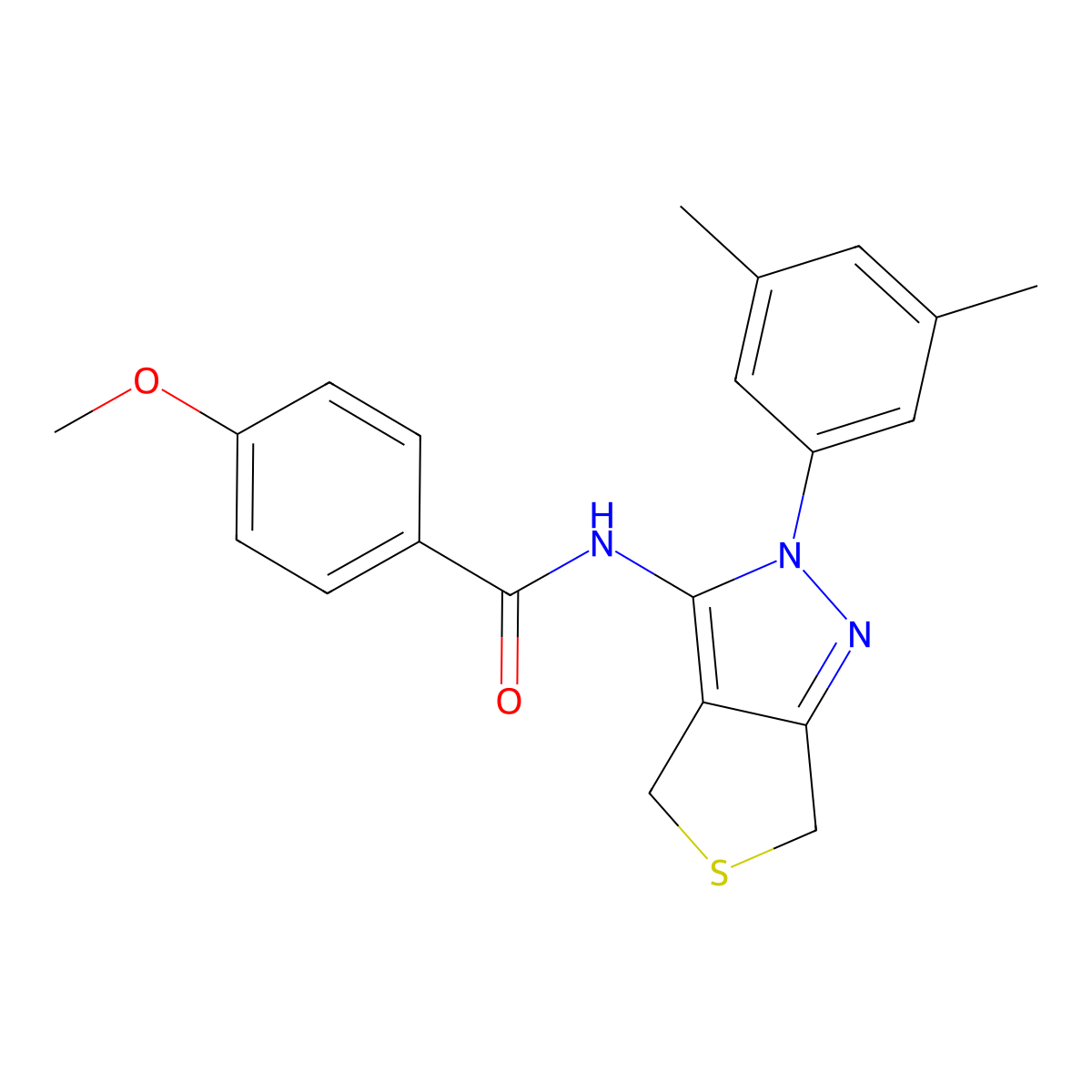 N-(2-(3,5-dimethylphenyl)-4,6-dihydro-2H-thieno[3,4-c]pyrazol-3-yl)-4-methoxybenzamide molecular structure, CAS 361172-08-9