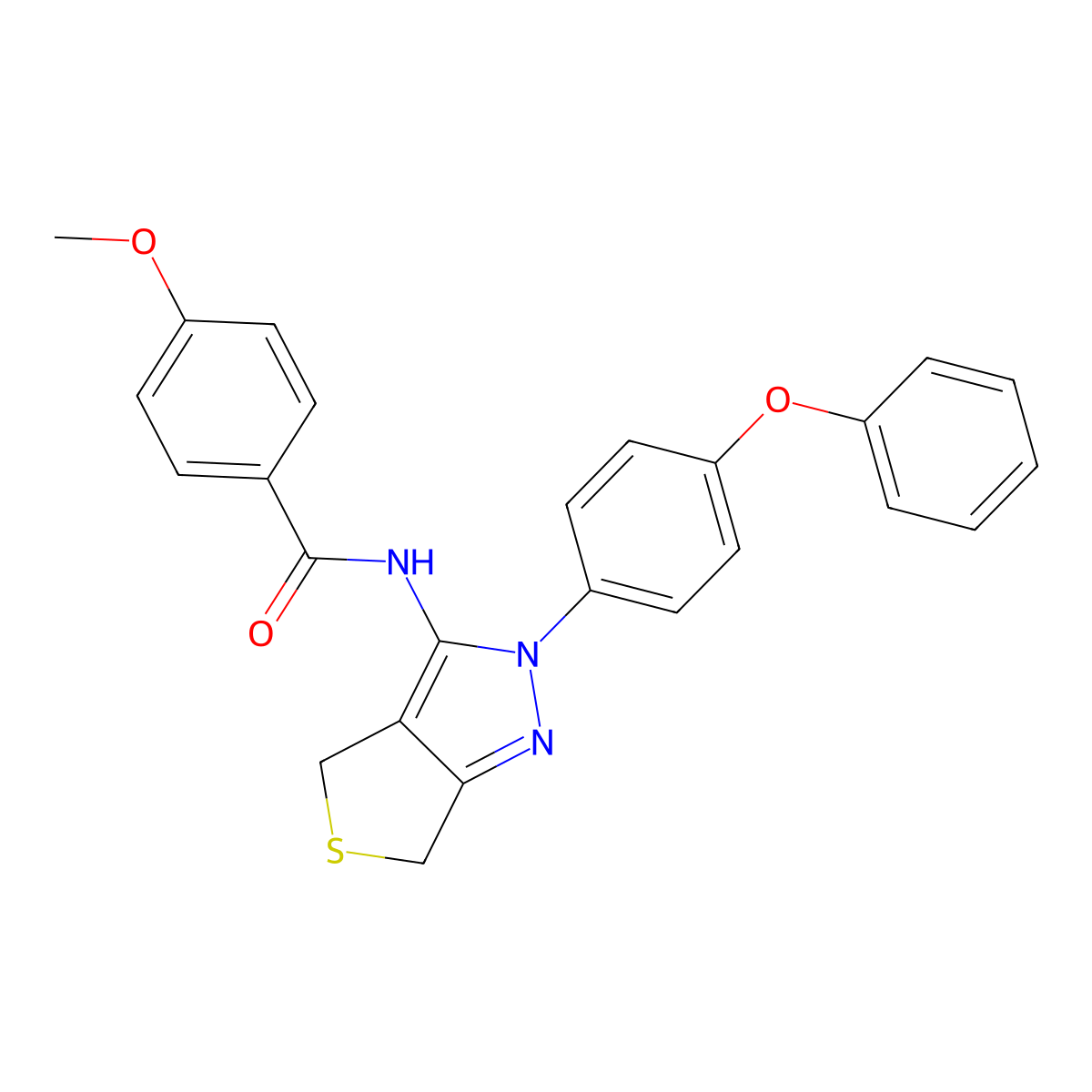 4-methoxy-N-[2-(4-phenoxyphenyl)-4,6-dihydrothieno[3,4-c]pyrazol-3-yl]benzamide molecular structure, CAS 361172-09-0