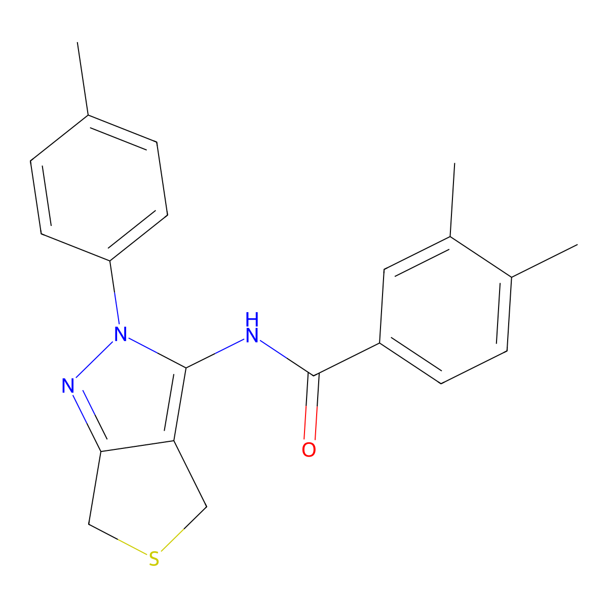 3,4-dimethyl-N-(2-(p-tolyl)-4,6-dihydro-2H-thieno[3,4-c]pyrazol-3-yl)benzamide molecular structure, CAS 361172-15-8