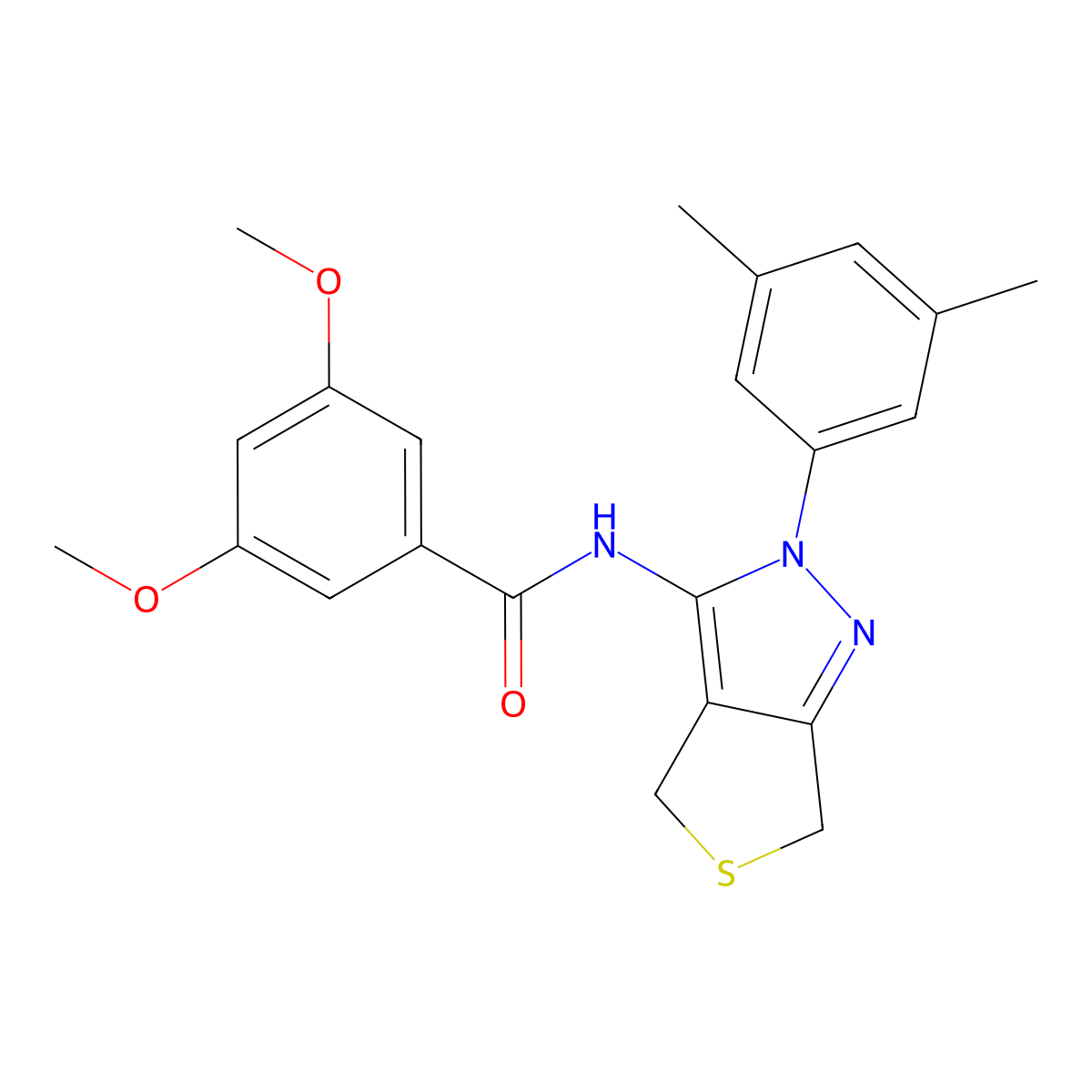 N-[2-(3,5-dimethylphenyl)-4,6-dihydrothieno[3,4-c]pyrazol-3-yl]-3,5-dimethoxybenzamide molecular structure, CAS 361172-20-5