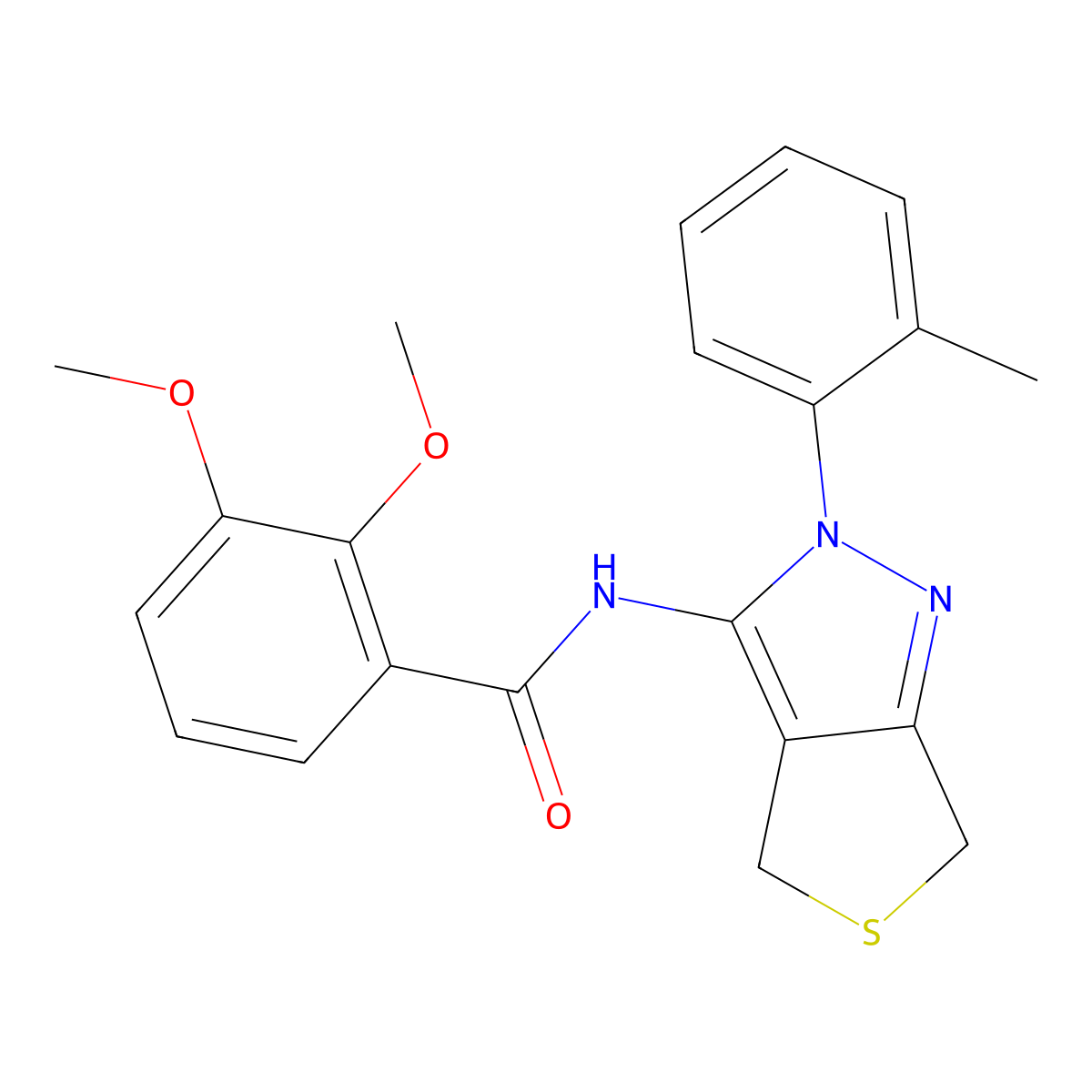 2,3-dimethoxy-N-[2-(2-methylphenyl)-4,6-dihydrothieno[3,4-c]pyrazol-3-yl]benzamide molecular structure, CAS 361172-22-7