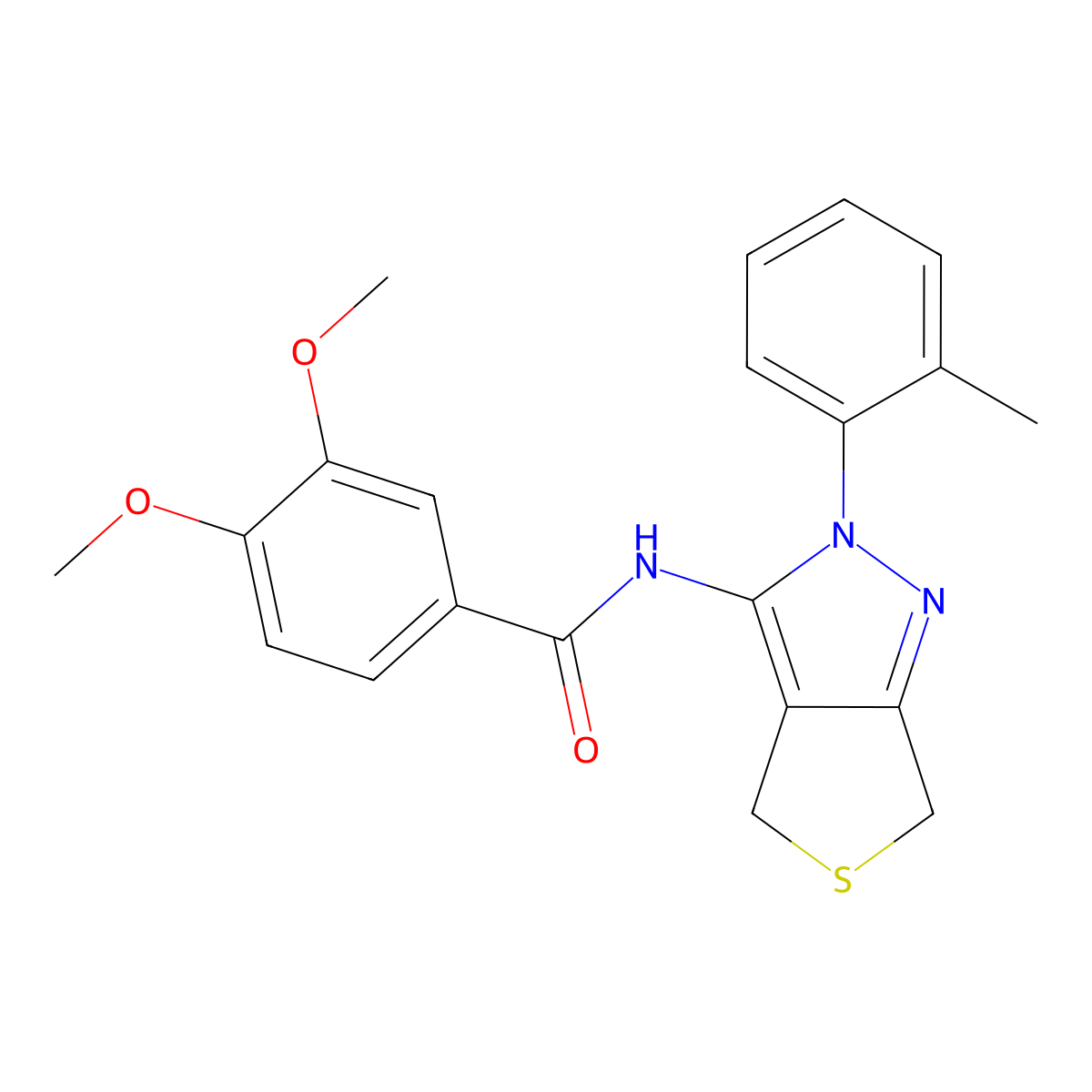 3,4-dimethoxy-N-[2-(2-methylphenyl)-4,6-dihydrothieno[3,4-c]pyrazol-3-yl]benzamide molecular structure, CAS 361172-26-1