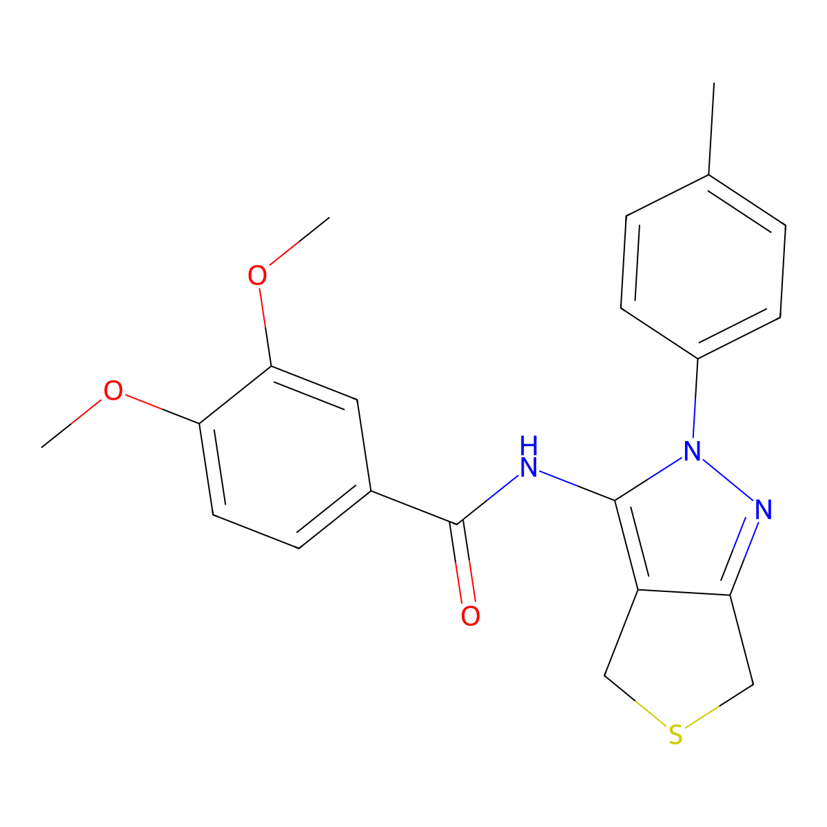 3,4-dimethoxy-N-(2-(p-tolyl)-4,6-dihydro-2H-thieno[3,4-c]pyrazol-3-yl)benzamide molecular structure, CAS 361172-27-2