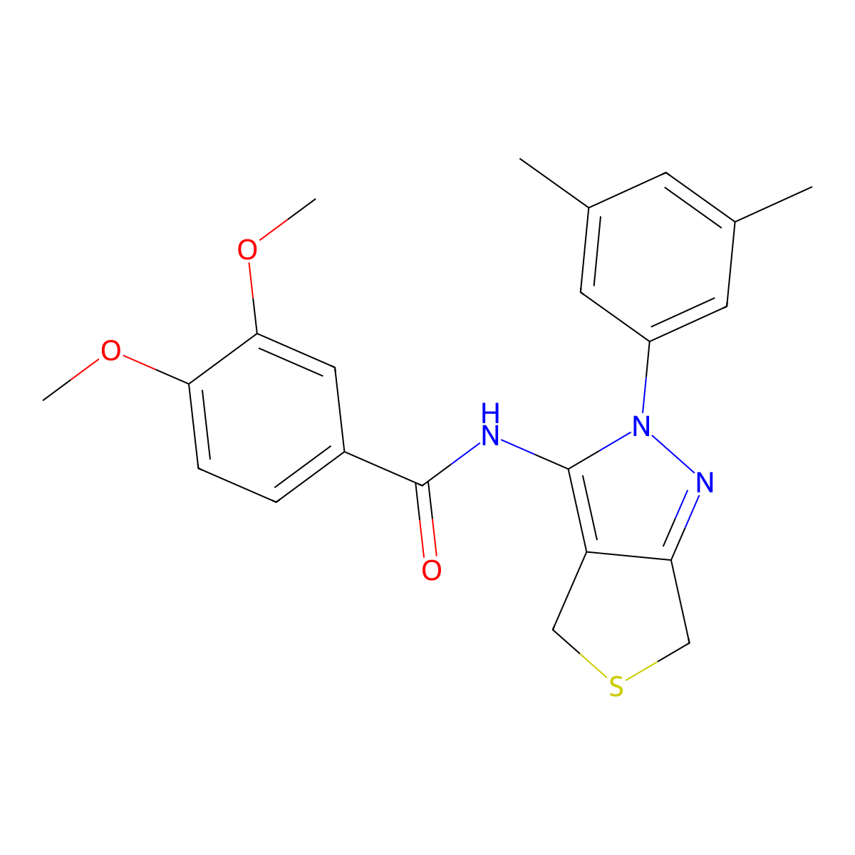 N-[2-(3,5-dimethylphenyl)-4,6-dihydrothieno[3,4-c]pyrazol-3-yl]-3,4-dimethoxybenzamide molecular structure, CAS 361172-29-4