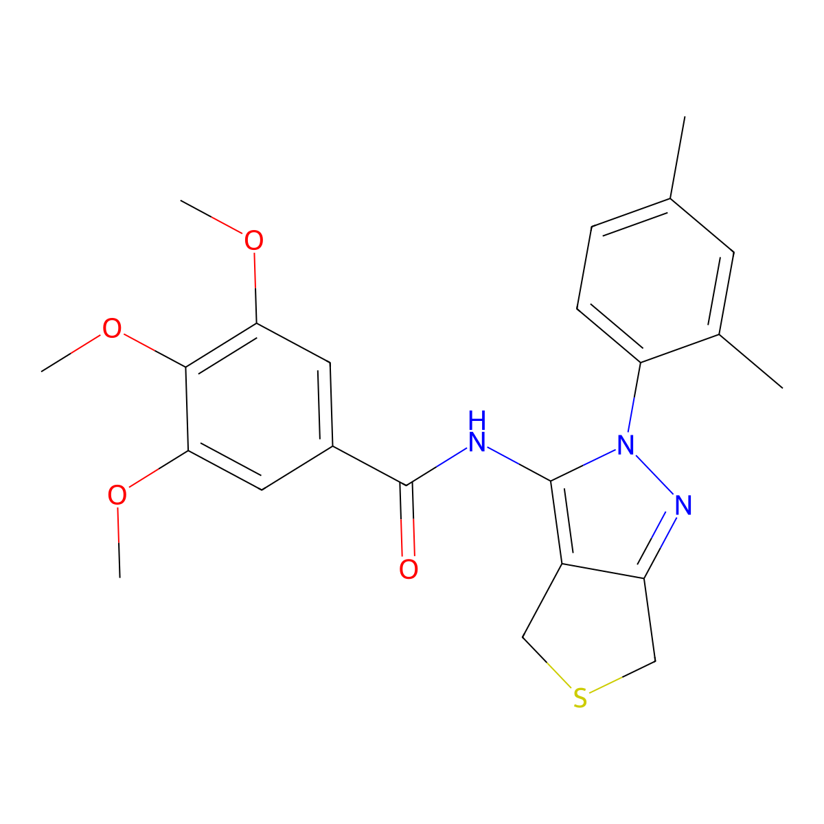 N-(2-(2,4-dimethylphenyl)-4,6-dihydro-2H-thieno[3,4-c]pyrazol-3-yl)-3,4,5-trimethoxybenzamide molecular structure, CAS 361172-33-0