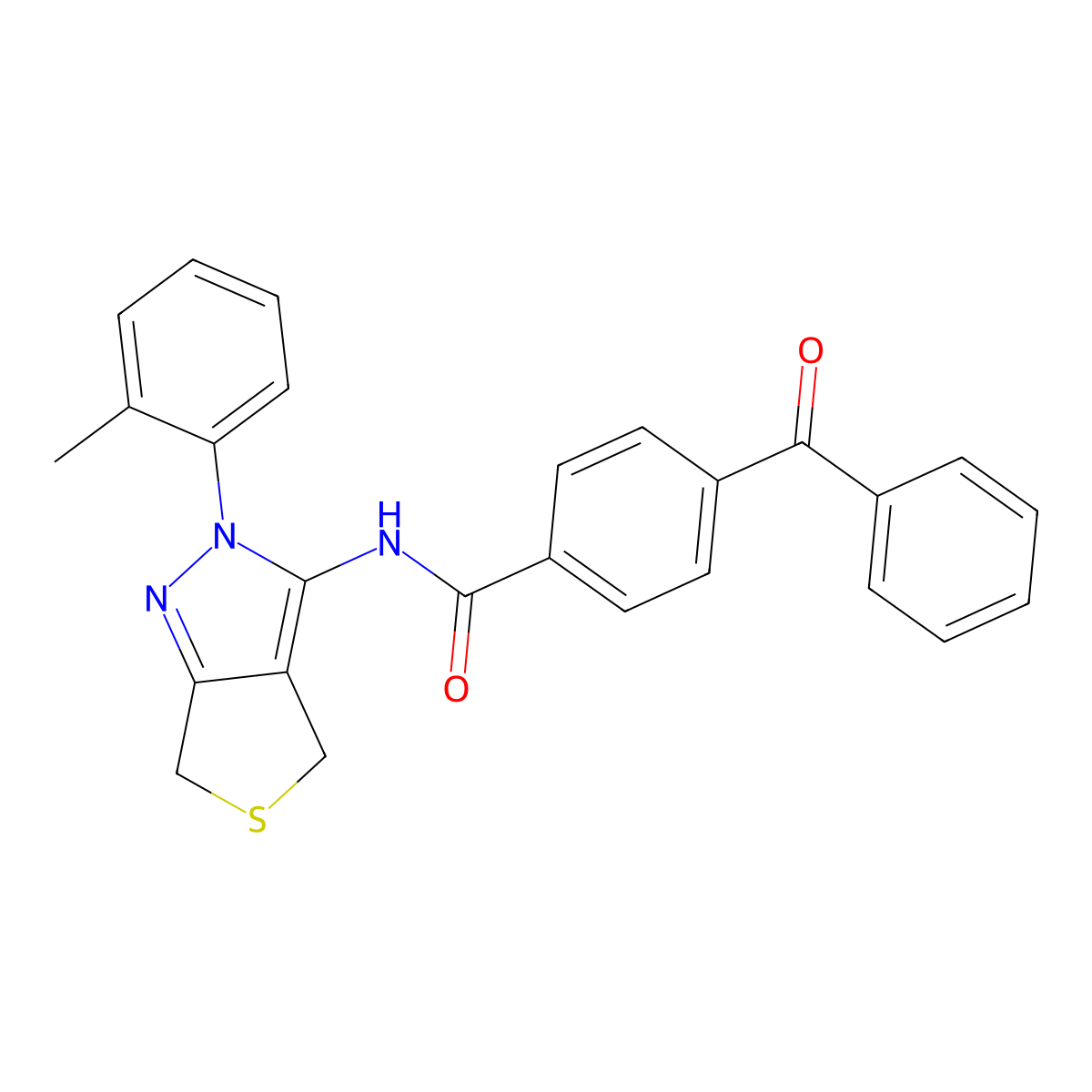 4-benzoyl-N-[2-(2-methylphenyl)-4,6-dihydrothieno[3,4-c]pyrazol-3-yl]benzamide molecular structure, CAS 361172-35-2