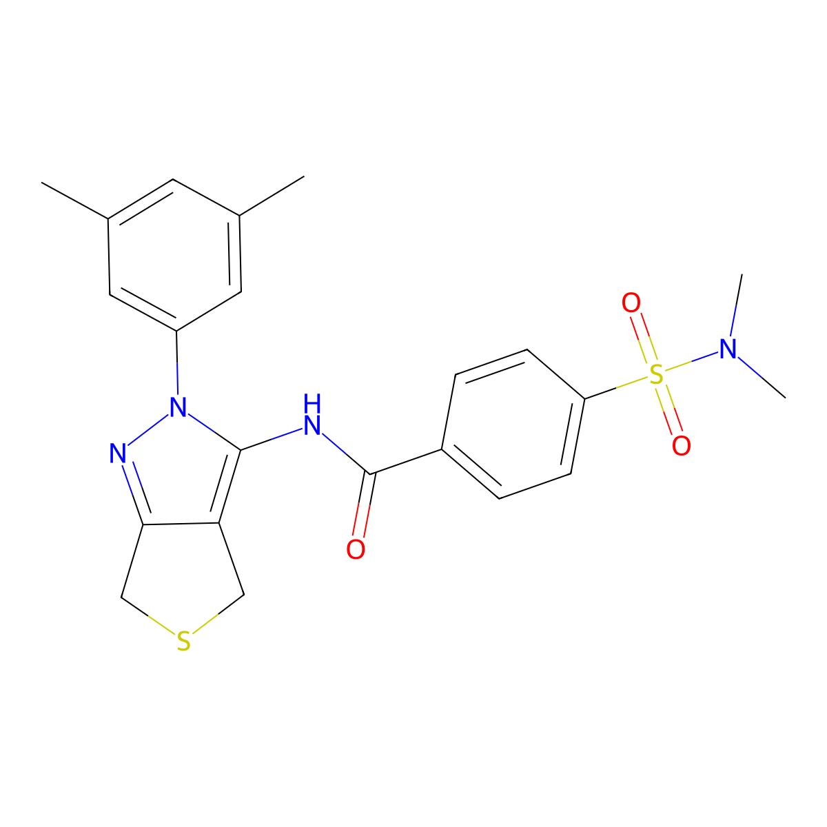 N-(2-(3,5-dimethylphenyl)-4,6-dihydro-2H-thieno[3,4-c]pyrazol-3-yl)-4-(N,N-dimethylsulfamoyl)benzamide molecular structure, CAS 361172-43-2
