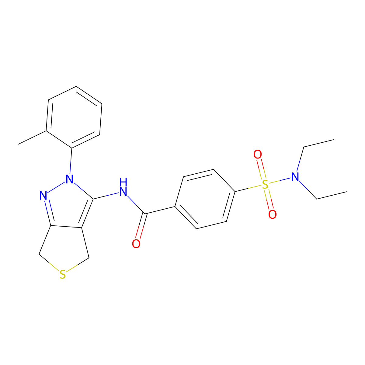 4-(N,N-diethylsulfamoyl)-N-(2-(o-tolyl)-4,6-dihydro-2H-thieno[3,4-c]pyrazol-3-yl)benzamide molecular structure, CAS 361172-45-4