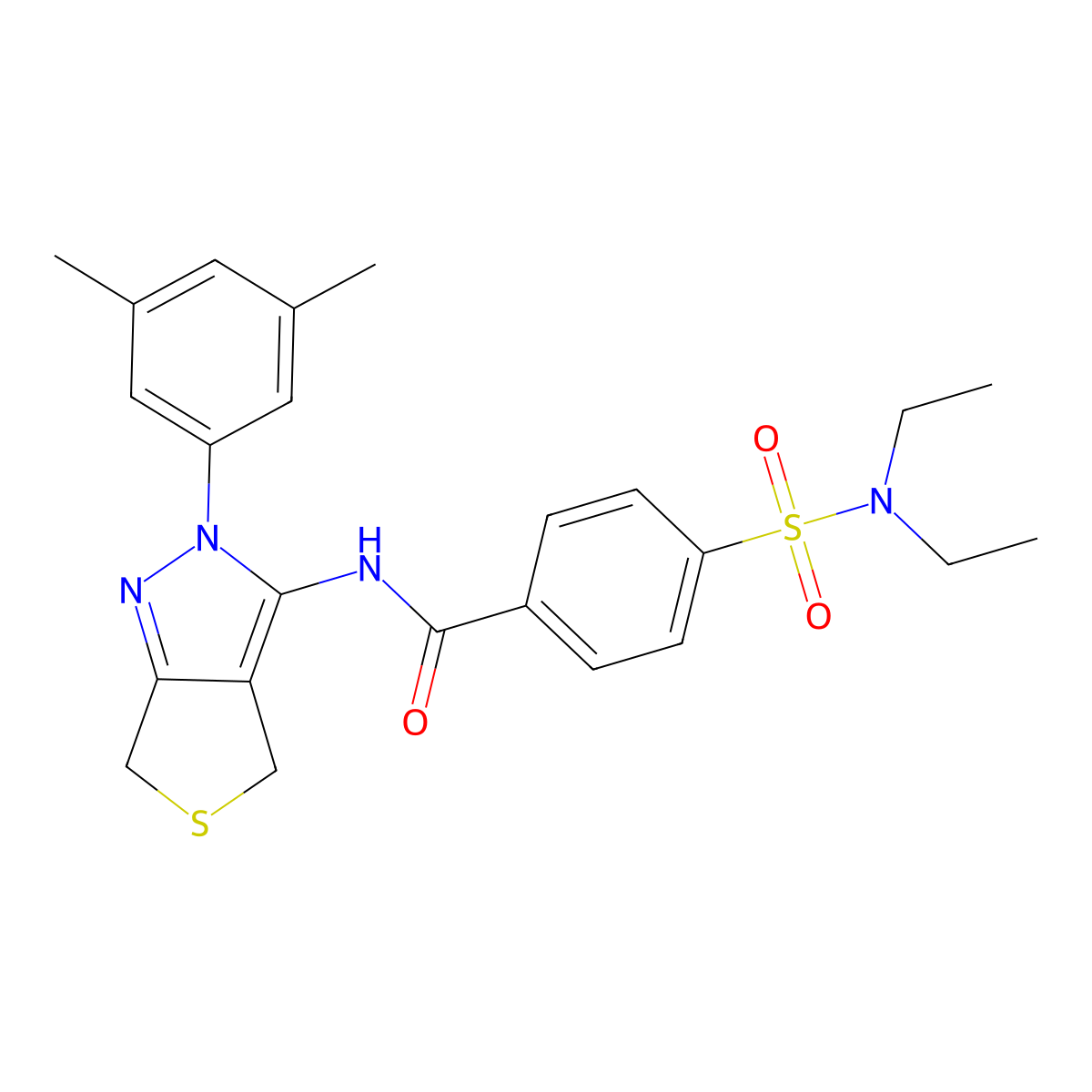 4-(N,N-diethylsulfamoyl)-N-(2-(3,5-dimethylphenyl)-4,6-dihydro-2H-thieno[3,4-c]pyrazol-3-yl)benzamide molecular structure, CAS 361172-48-7