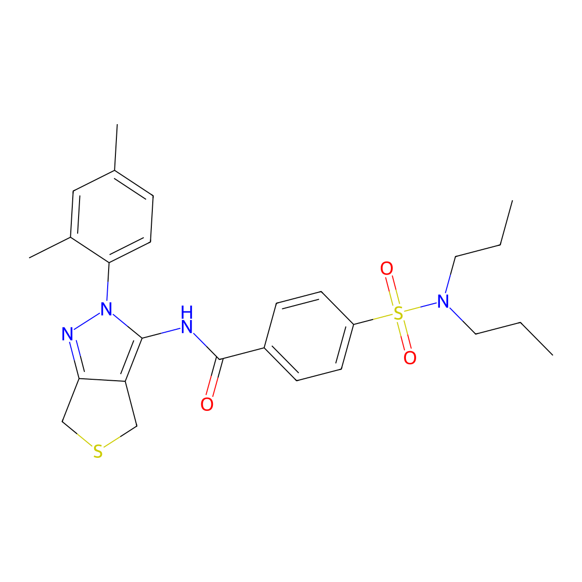 N-(2-(2,4-dimethylphenyl)-4,6-dihydro-2H-thieno[3,4-c]pyrazol-3-yl)-4-(N,N-dipropylsulfamoyl)benzamide molecular structure, CAS 361172-51-2