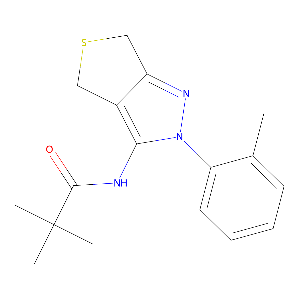 2,2-dimethyl-N-[2-(2-methylphenyl)-4,6-dihydrothieno[3,4-c]pyrazol-3-yl]propanamide molecular structure, CAS 361172-53-4