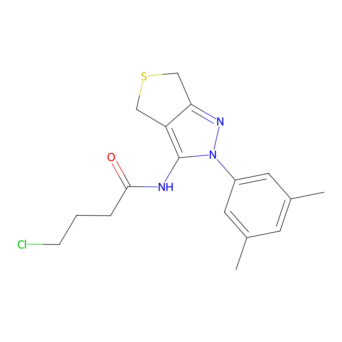 4-chloro-N-[2-(3,5-dimethylphenyl)-4,6-dihydrothieno[3,4-c]pyrazol-3-yl]butanamide molecular structure, CAS 361172-54-5