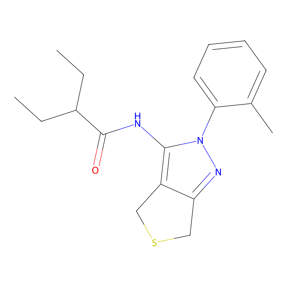 2-ethyl-N-[2-(2-methylphenyl)-4,6-dihydrothieno[3,4-c]pyrazol-3-yl]butanamide molecular structure, CAS 361172-55-6
