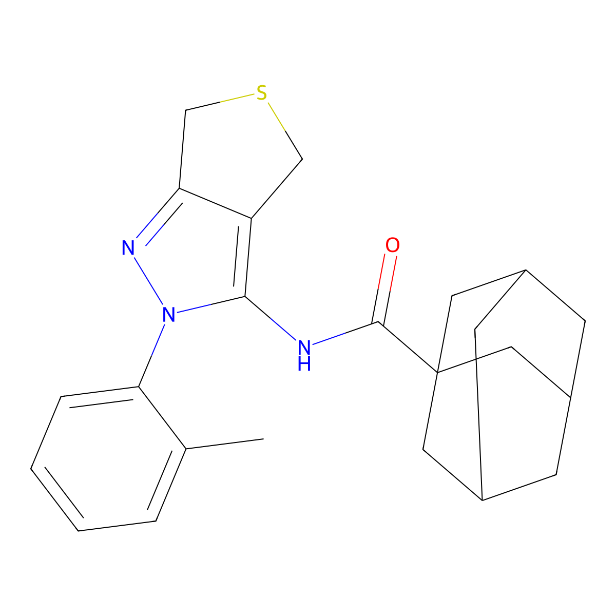 N-[2-(2-methylphenyl)-4,6-dihydrothieno[3,4-c]pyrazol-3-yl]adamantane-1-carboxamide molecular structure, CAS 361172-58-9