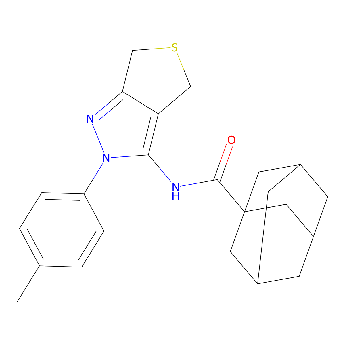 N-[2-(4-methylphenyl)-4,6-dihydrothieno[3,4-c]pyrazol-3-yl]adamantane-1-carboxamide molecular structure, CAS 361172-59-0