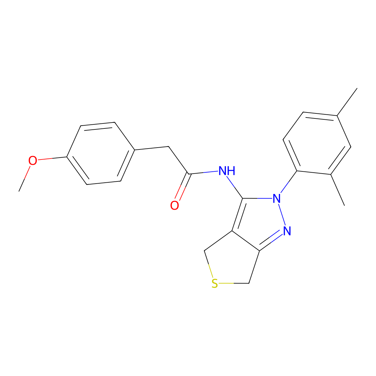 N-(2-(2,4-dimethylphenyl)-4,6-dihydro-2H-thieno[3,4-c]pyrazol-3-yl)-2-(4-methoxyphenyl)acetamide molecular structure, CAS 361172-65-8