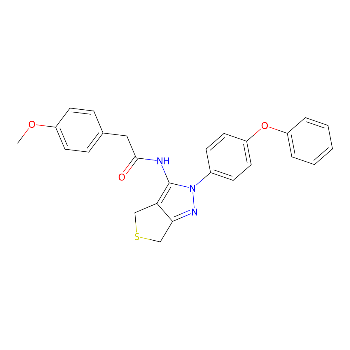 2-(4-methoxyphenyl)-N-(2-(4-phenoxyphenyl)-4,6-dihydro-2H-thieno[3,4-c]pyrazol-3-yl)acetamide molecular structure, CAS 361172-67-0