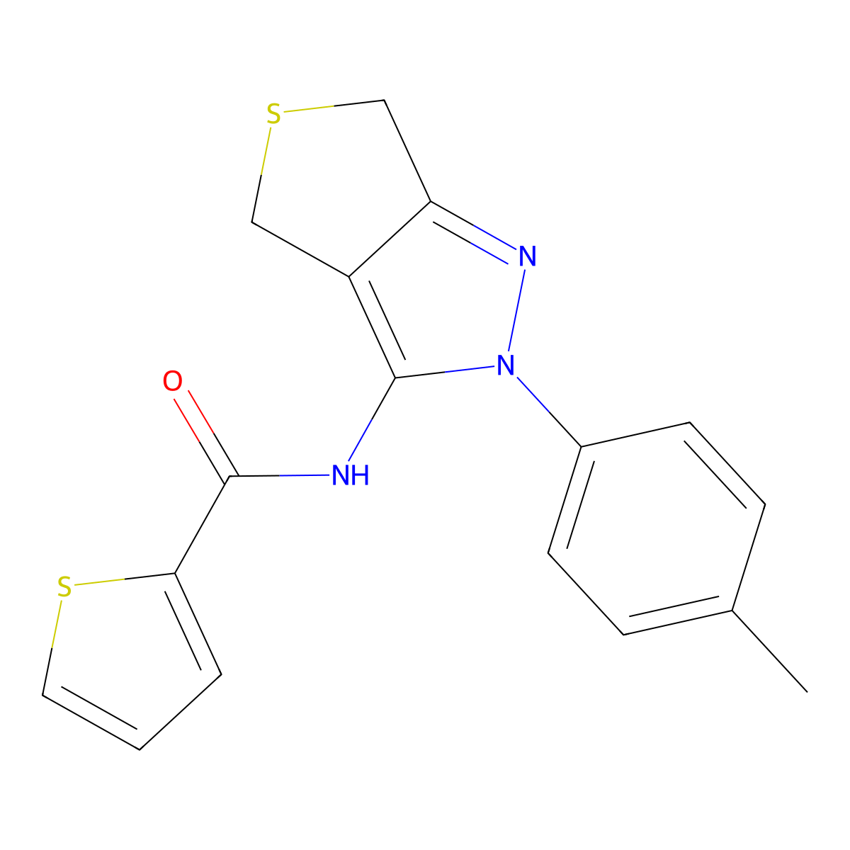 N-[2-(4-methylphenyl)-4,6-dihydrothieno[3,4-c]pyrazol-3-yl]thiophene-2-carboxamide molecular structure, CAS 361172-71-6