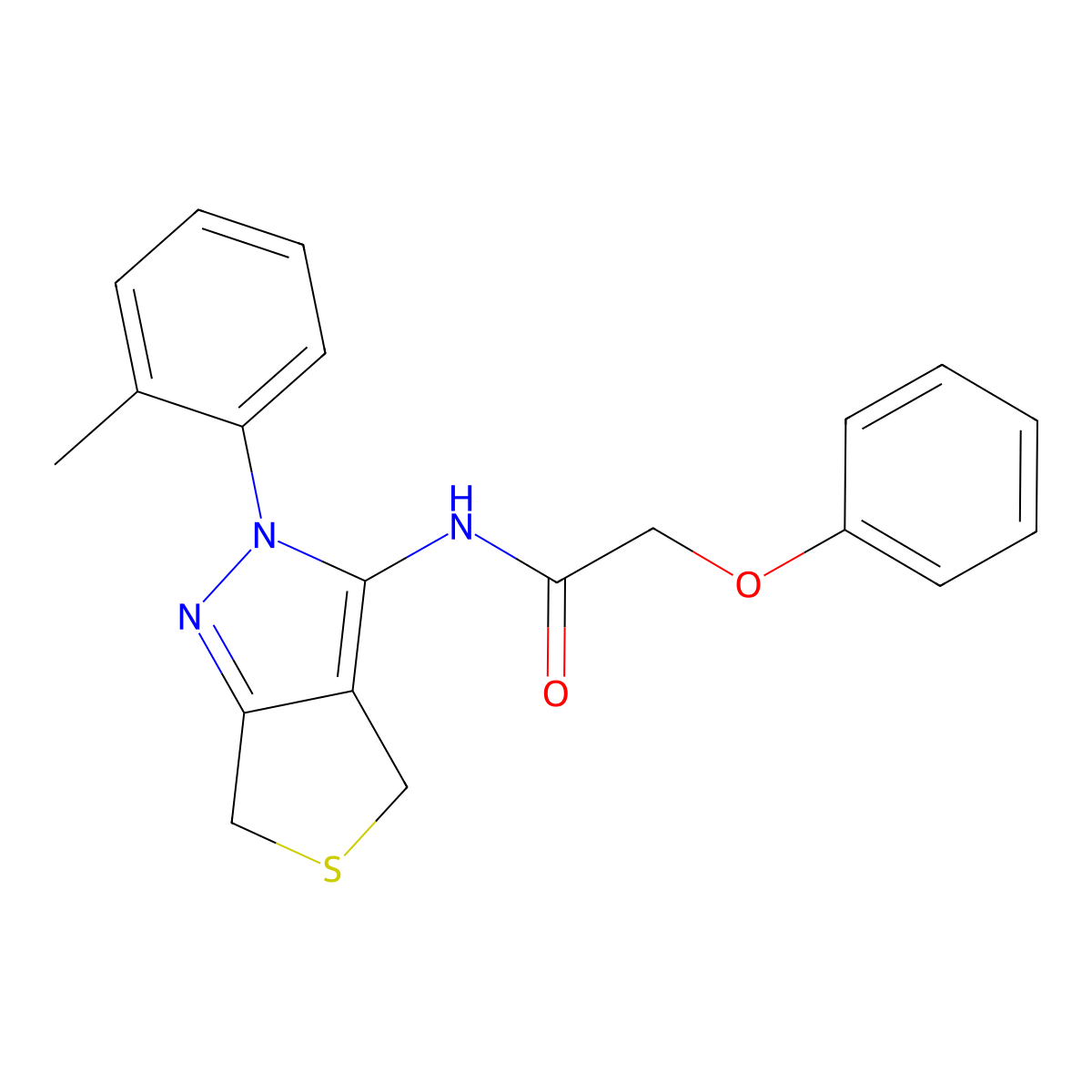 N-[2-(2-methylphenyl)-4,6-dihydrothieno[3,4-c]pyrazol-3-yl]-2-phenoxyacetamide molecular structure, CAS 361172-73-8