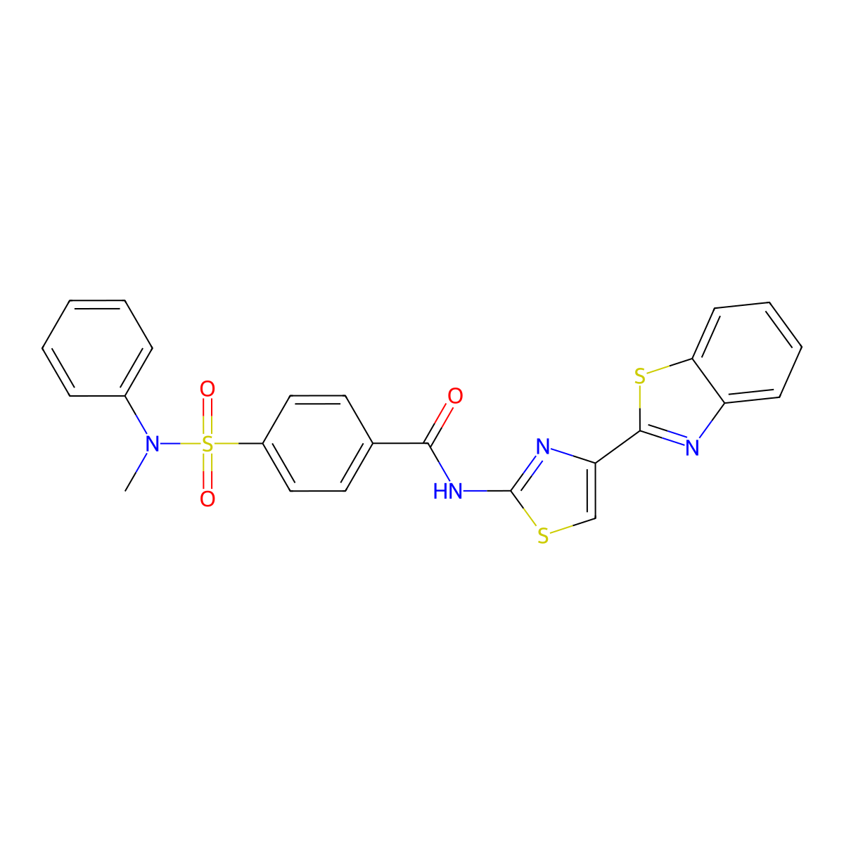 N-[4-(1,3-benzothiazol-2-yl)-1,3-thiazol-2-yl]-4-[methyl(phenyl)sulfamoyl]benzamide molecular structure, CAS 361172-89-6