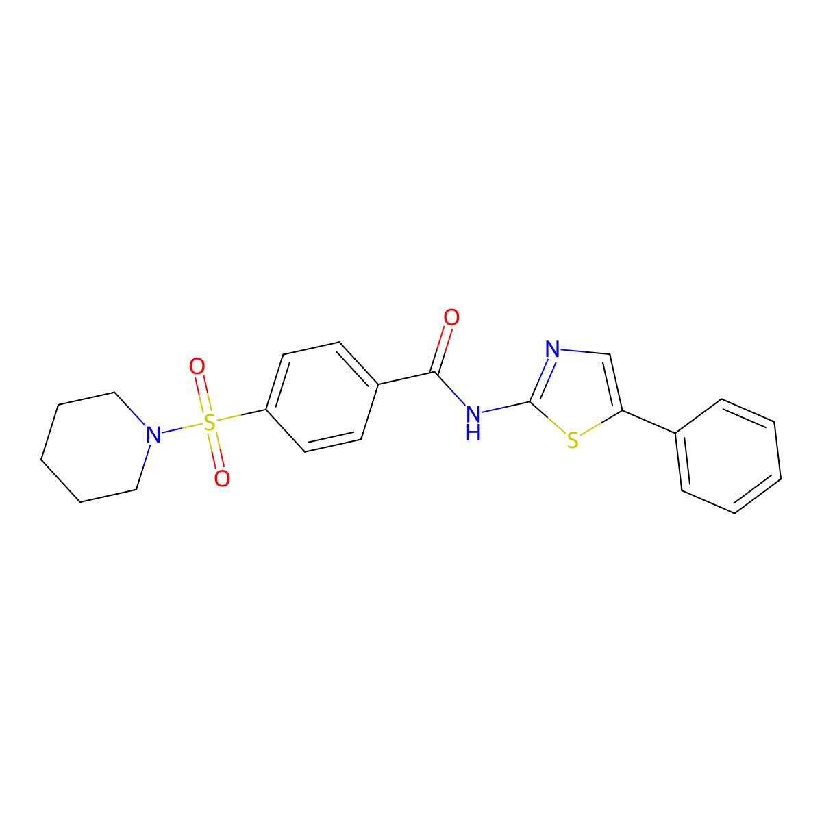 N-(5-phenylthiazol-2-yl)-4-(piperidin-1-ylsulfonyl)benzamide molecular structure, CAS 361172-97-6