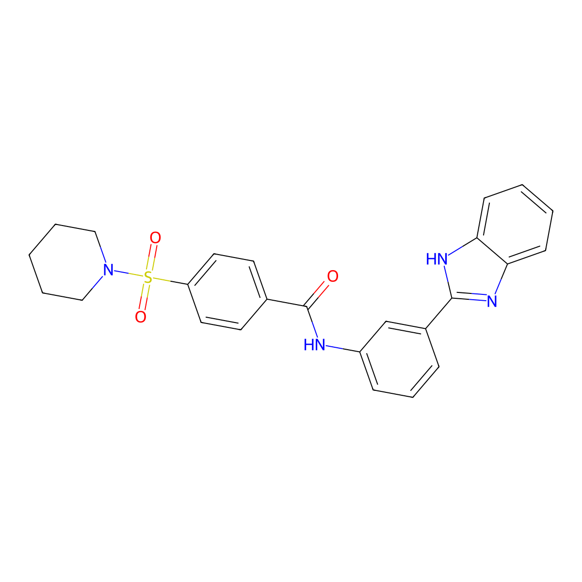 N-(3-(1H-benzo[d]imidazol-2-yl)phenyl)-4-(piperidin-1-ylsulfonyl)benzamide molecular structure, CAS 361172-99-8