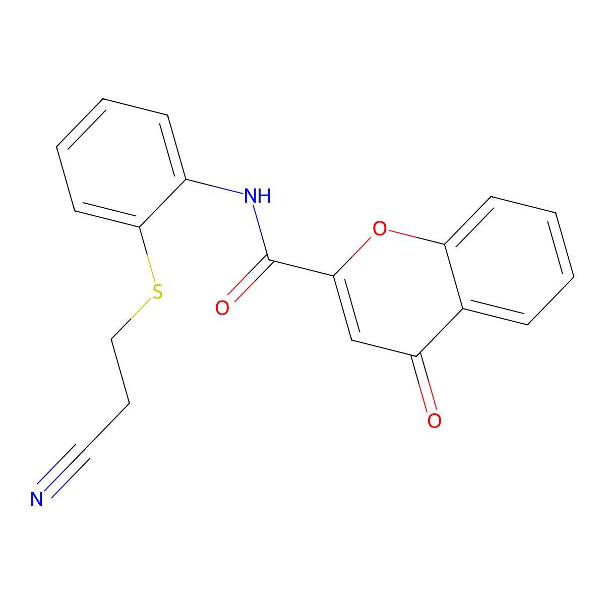 N-[2-(2-cyanoethylsulfanyl)phenyl]-4-oxochromene-2-carboxamide molecular structure, CAS 361173-04-8