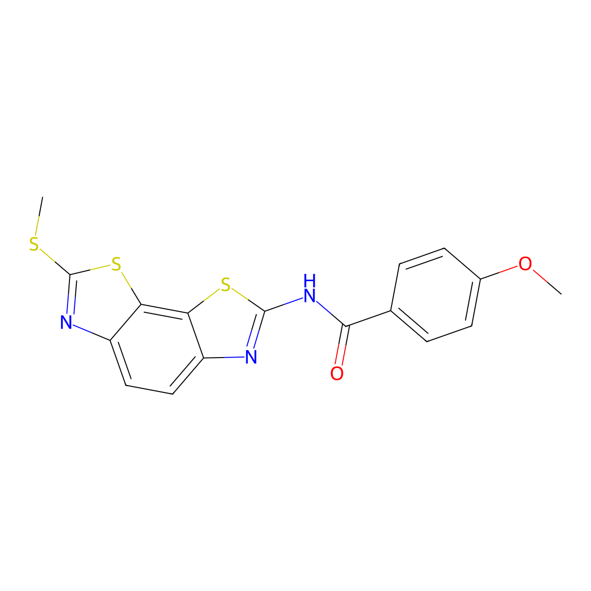 4-methoxy-N-(2-methylsulfanyl-[1,3]thiazolo[4,5-g][1,3]benzothiazol-7-yl)benzamide molecular structure, CAS 361173-05-9