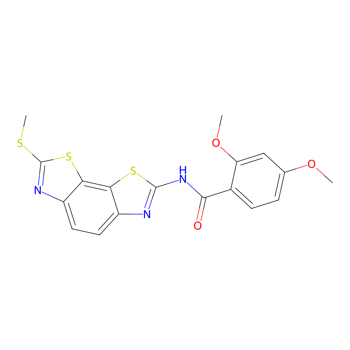 2,4-dimethoxy-N-(2-methylsulfanyl-[1,3]thiazolo[4,5-g][1,3]benzothiazol-7-yl)benzamide molecular structure, CAS 361173-06-0