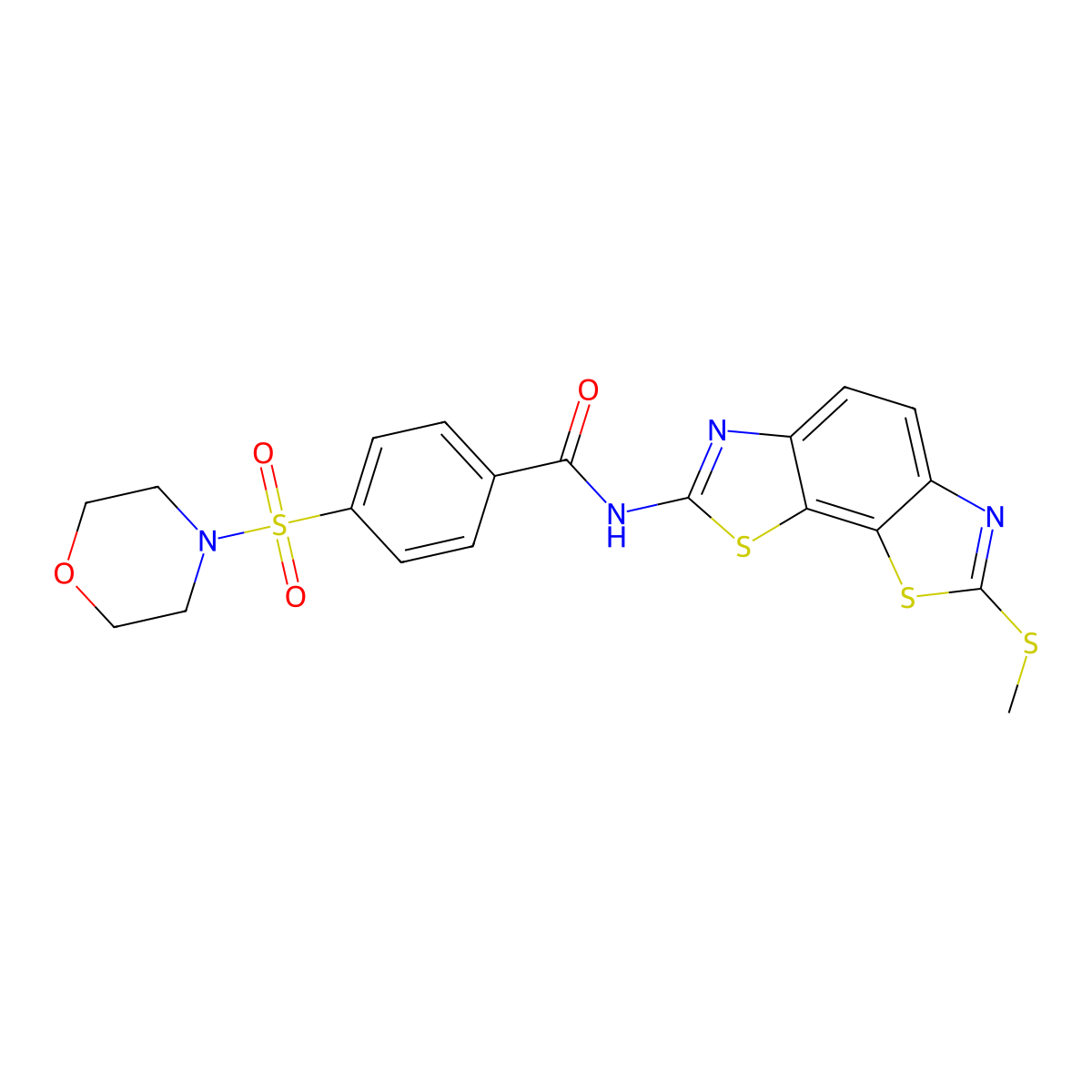 N-(2-methylsulfanyl-[1,3]thiazolo[4,5-g][1,3]benzothiazol-7-yl)-4-morpholin-4-ylsulfonylbenzamide molecular structure, CAS 361173-12-8