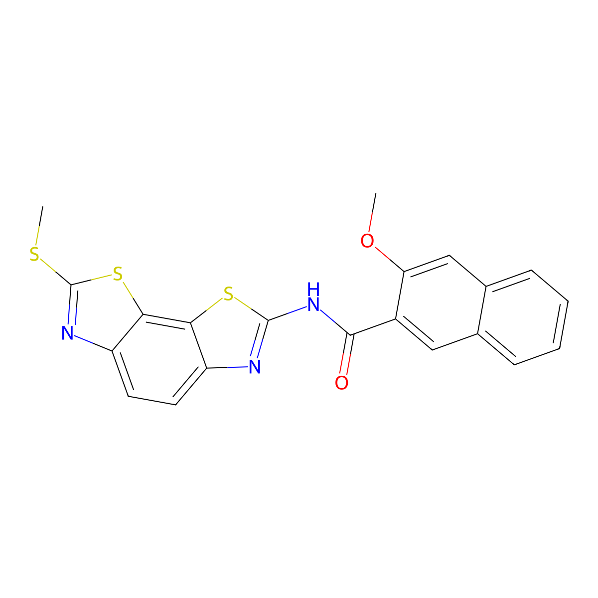 3-methoxy-N-(2-methylsulfanyl-[1,3]thiazolo[4,5-g][1,3]benzothiazol-7-yl)naphthalene-2-carboxamide molecular structure, CAS 361173-15-1