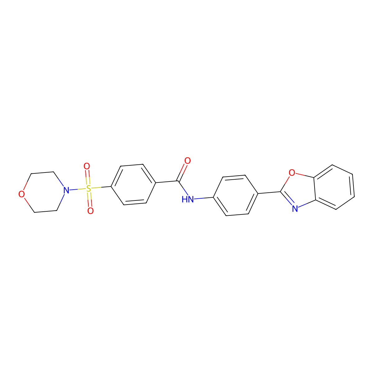 N-(4-(benzo[d]oxazol-2-yl)phenyl)-4-(morpholinosulfonyl)benzamide molecular structure, CAS 361173-24-2