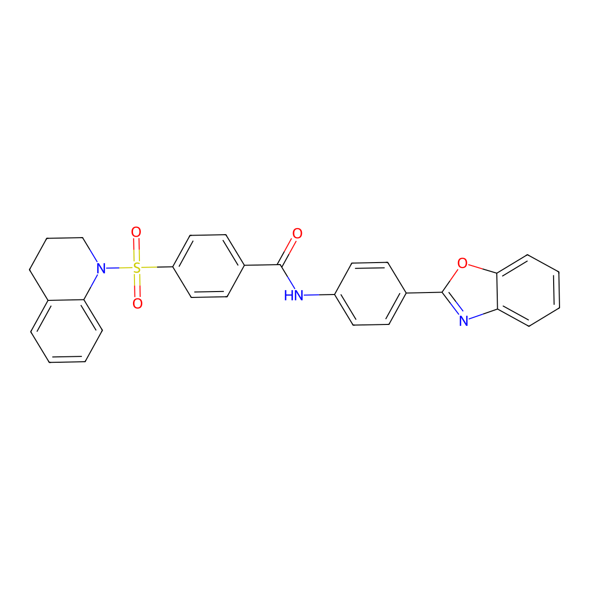 N-(4-(benzo[d]oxazol-2-yl)phenyl)-4-((3,4-dihydroquinolin-1(2H)-yl)sulfonyl)benzamide molecular structure, CAS 361173-29-7