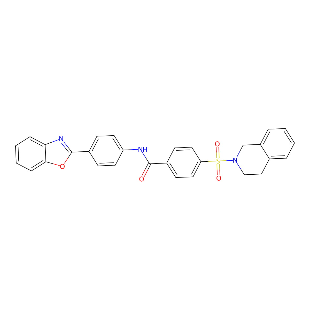 N-(4-(benzo[d]oxazol-2-yl)phenyl)-4-((3,4-dihydroisoquinolin-2(1H)-yl)sulfonyl)benzamide molecular structure, CAS 361173-30-0