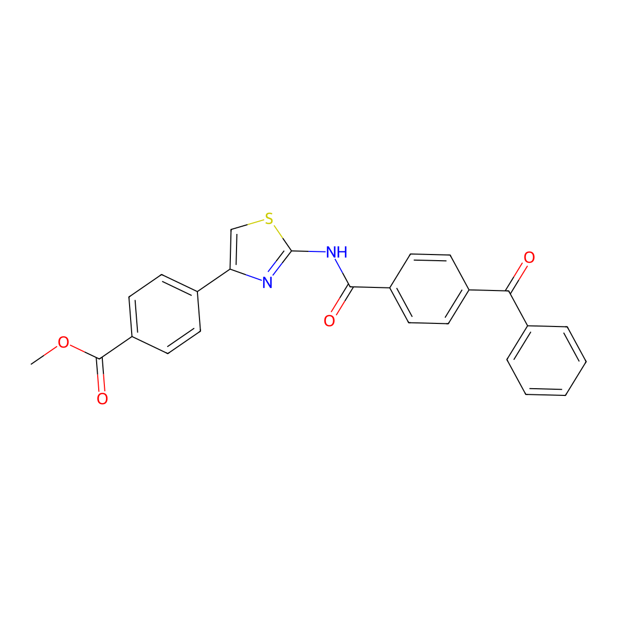 Methyl 4-[2-[(4-benzoylbenzoyl)amino]-1,3-thiazol-4-yl]benzoate molecular structure, CAS 361173-41-3