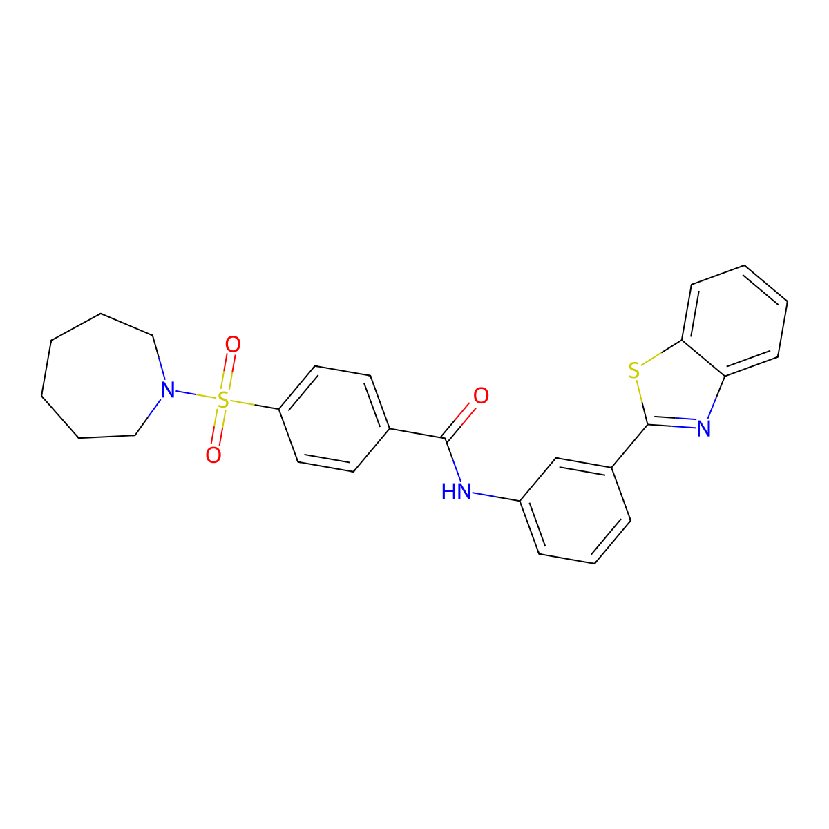 4-(azepan-1-ylsulfonyl)-N-[3-(1,3-benzothiazol-2-yl)phenyl]benzamide molecular structure, CAS 361173-44-6