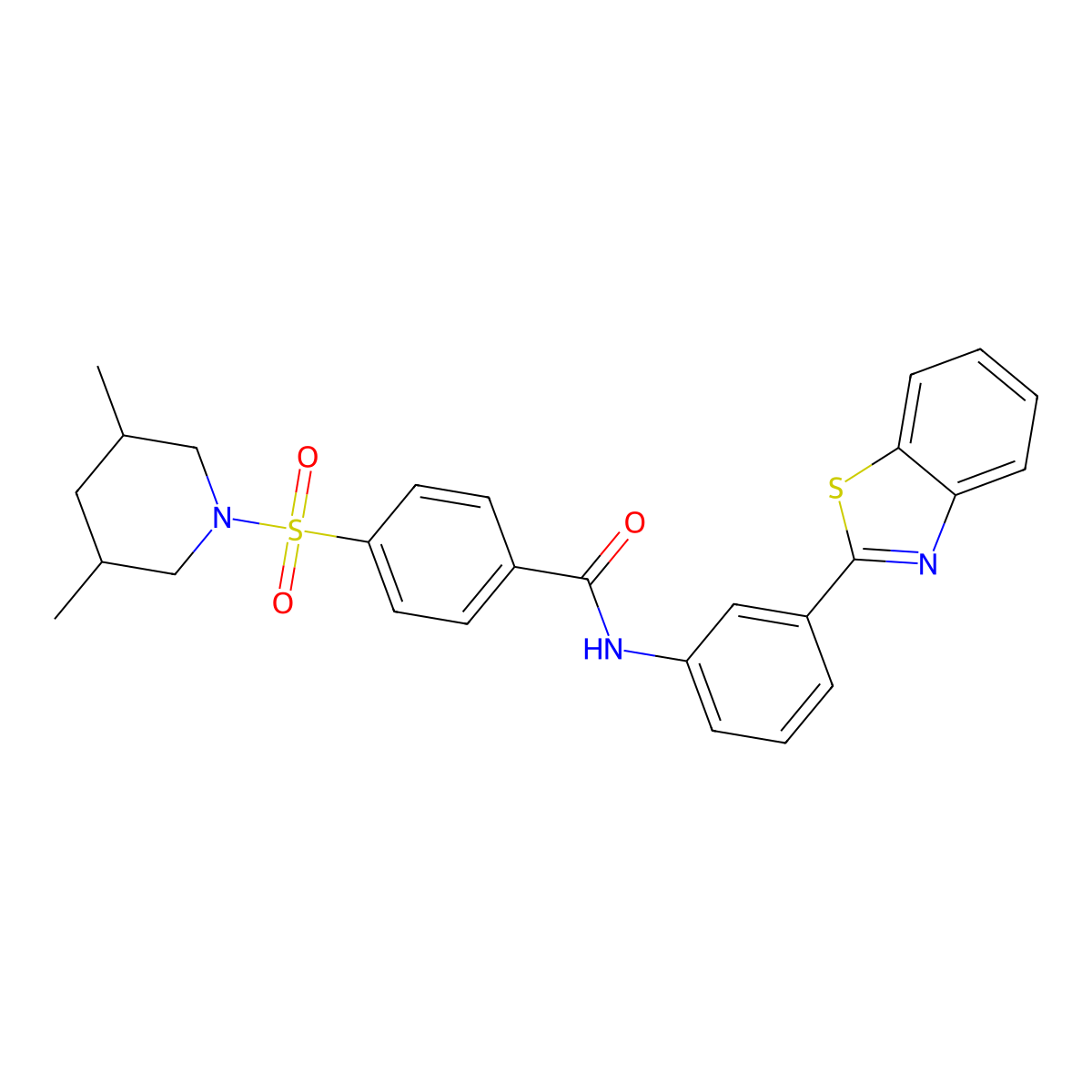 N-[3-(1,3-benzothiazol-2-yl)phenyl]-4-[(3,5-dimethylpiperidin-1-yl)sulfonyl]benzamide molecular structure, CAS 361173-45-7