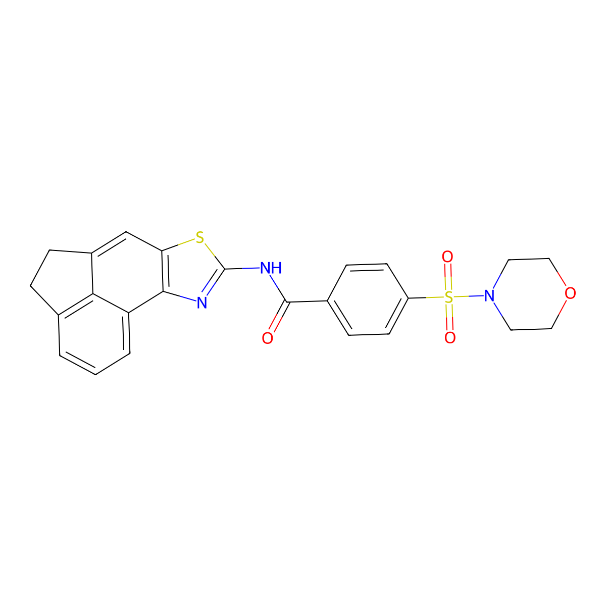 4-(morpholine-4-sulfonyl)-N-{5-thia-3-azatetracyclo[6.6.1.0^{2,6}.0^{11,15}]pentadeca-1(15),2(6),3,7,11,13-hexaen-4-yl}benzamide molecular structure, CAS 361173-57-1