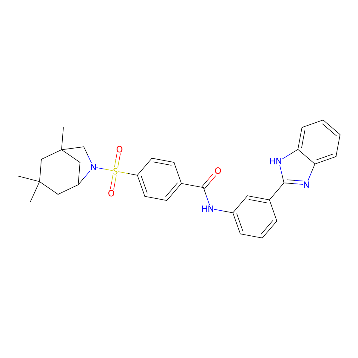 N-[3-(1H-1,3-benzodiazol-2-yl)phenyl]-4-({1,3,3-trimethyl-6-azabicyclo[3.2.1]octan-6-yl}sulfonyl)benzamide molecular structure, CAS 361173-64-0