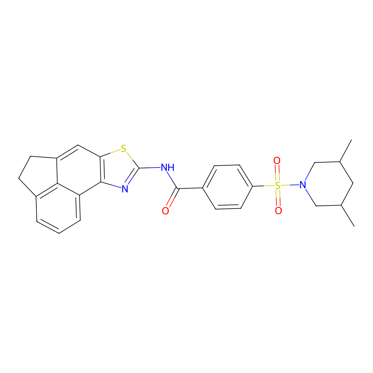 N-(4,5-dihydroacenaphtho[5,4-d]thiazol-8-yl)-4-((3,5-dimethylpiperidin-1-yl)sulfonyl)benzamide molecular structure, CAS 361173-65-1