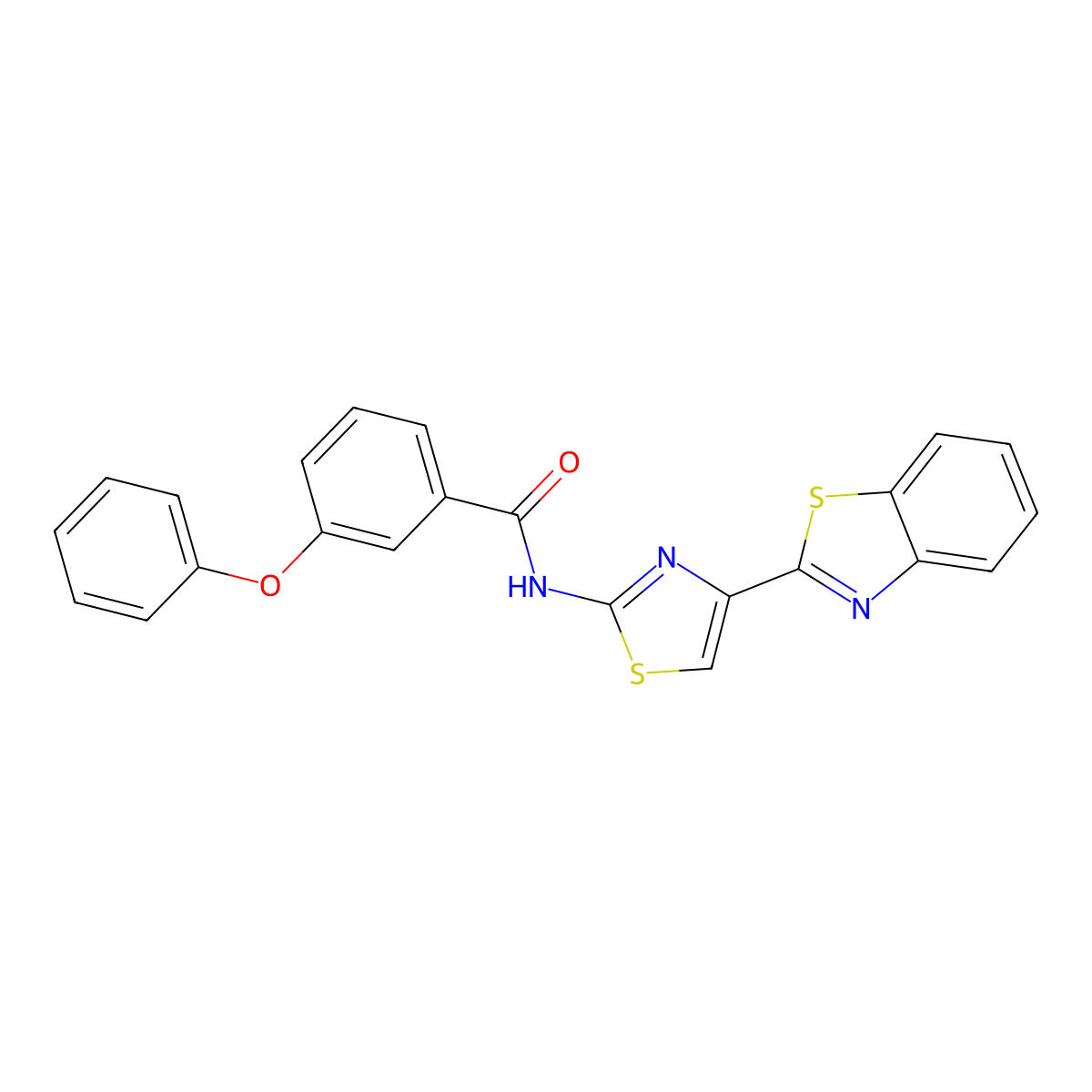 N-[4-(1,3-benzothiazol-2-yl)-1,3-thiazol-2-yl]-3-phenoxybenzamide molecular structure, CAS 361173-68-4