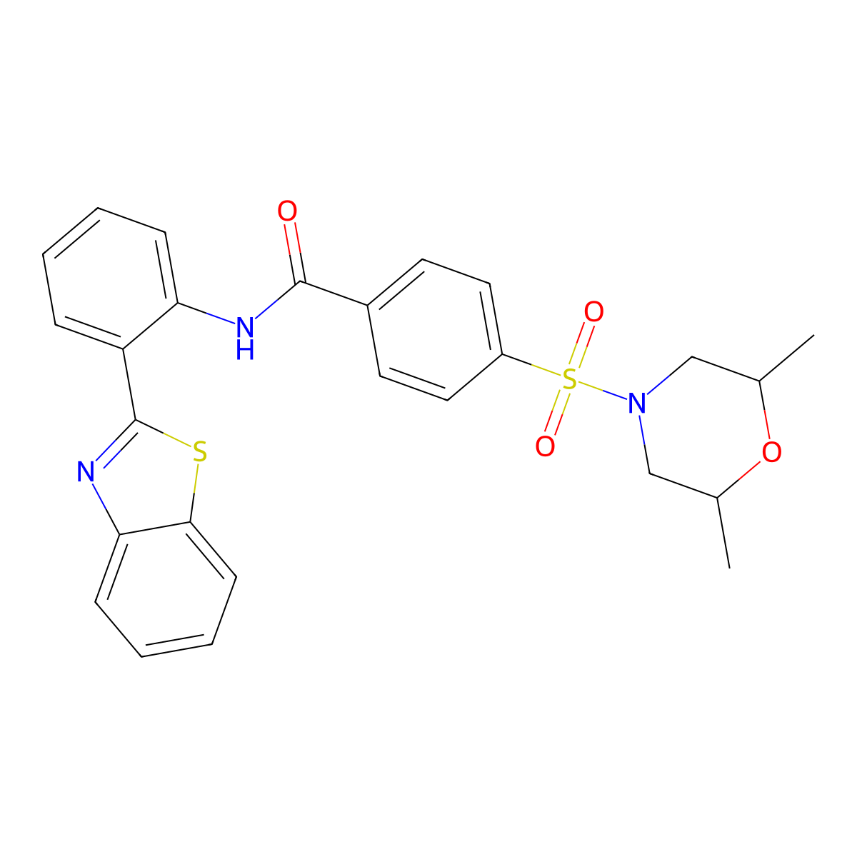 N-(2-(benzo[d]thiazol-2-yl)phenyl)-4-((2,6-dimethylmorpholino)sulfonyl)benzamide molecular structure, CAS 361173-70-8