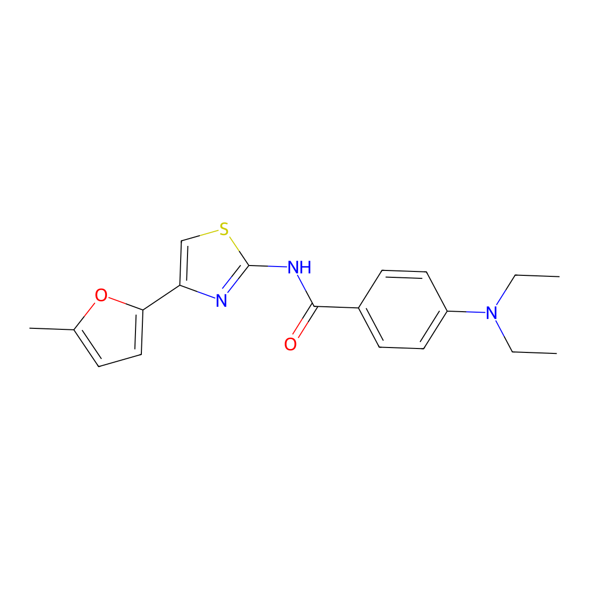 4-(diethylamino)-N-(4-(5-methylfuran-2-yl)thiazol-2-yl)benzamide molecular structure, CAS 361173-80-0