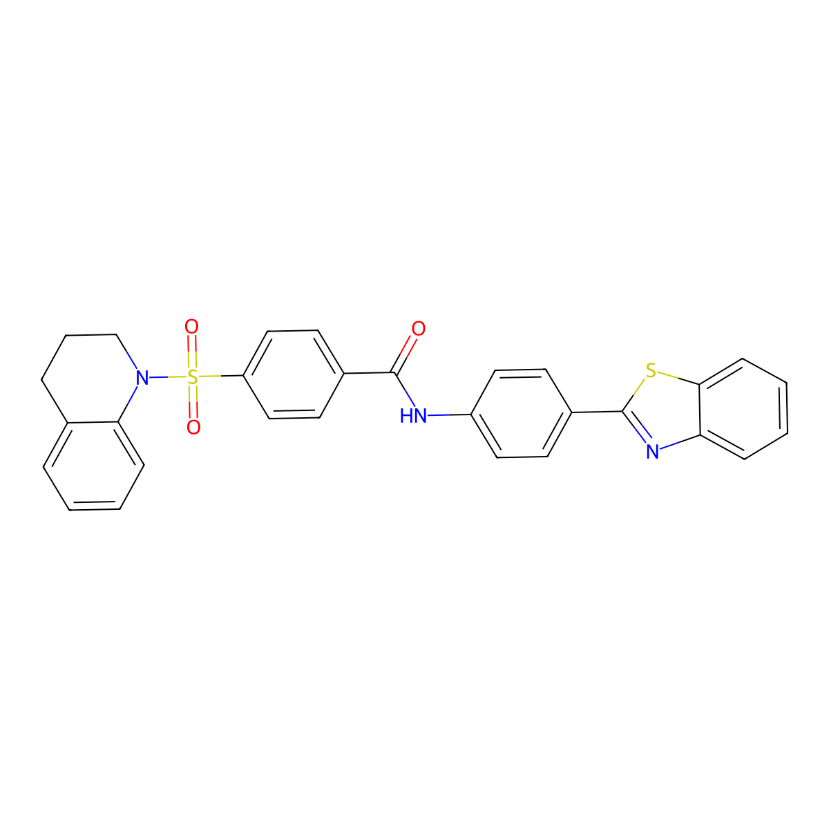 N-(4-(benzo[d]thiazol-2-yl)phenyl)-4-((3,4-dihydroquinolin-1(2H)-yl)sulfonyl)benzamide molecular structure, CAS 361173-86-6