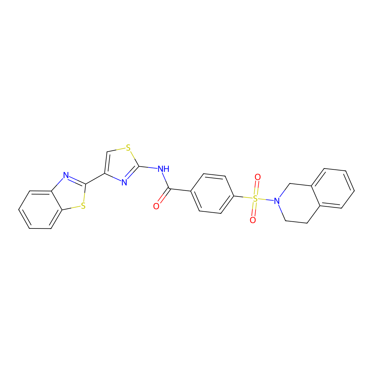 N-(4-(benzo[d]thiazol-2-yl)thiazol-2-yl)-4-((3,4-dihydroisoquinolin-2(1H)-yl)sulfonyl)benzamide molecular structure, CAS 361173-91-3