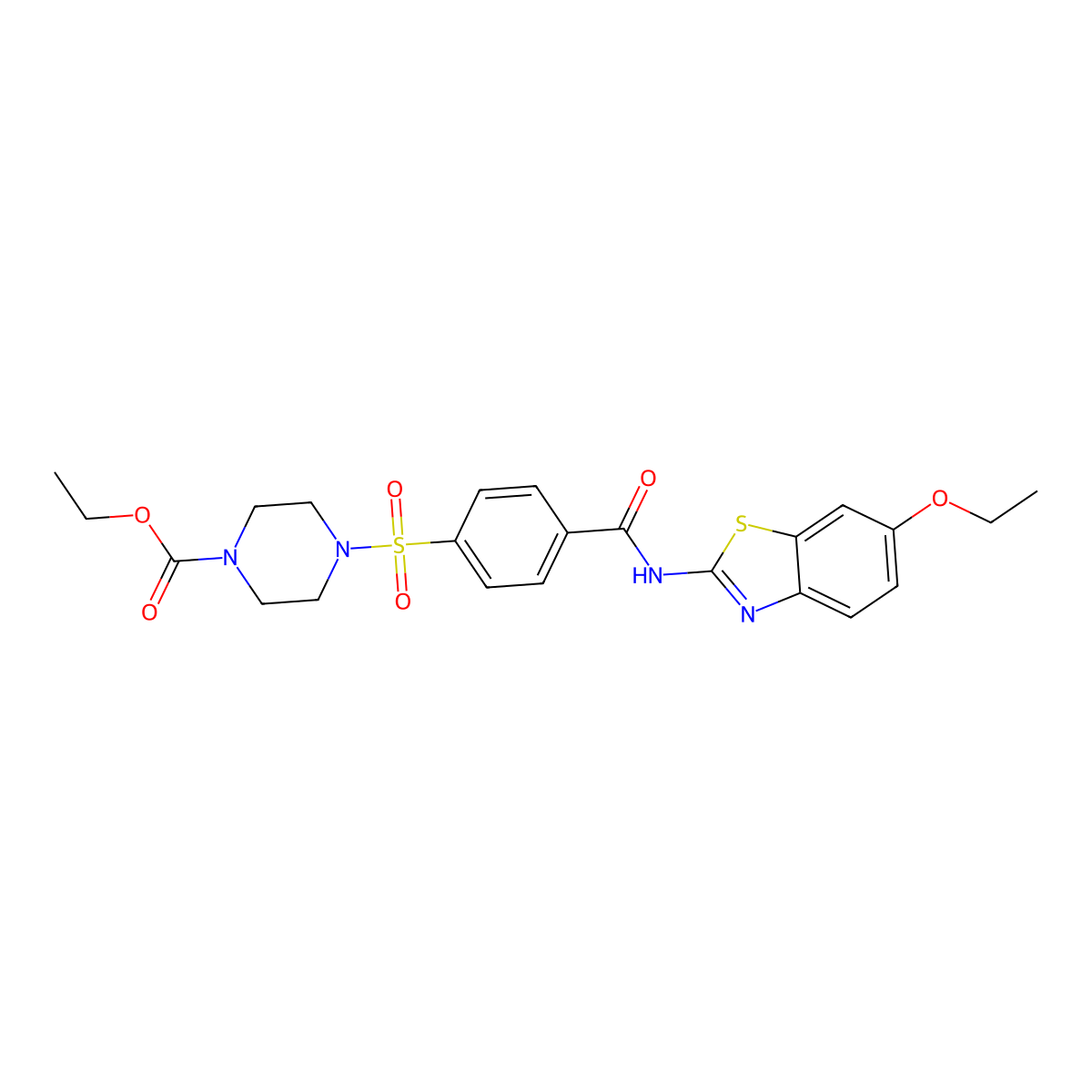 Ethyl 4-((4-((6-ethoxybenzo[d]thiazol-2-yl)carbamoyl)phenyl)sulfonyl)piperazine-1-carboxylate molecular structure, CAS 361173-97-9