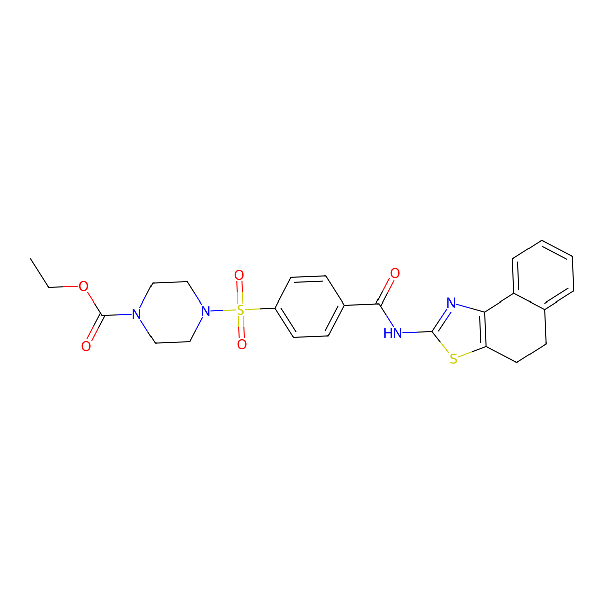 Ethyl 4-[4-(4,5-dihydrobenzo[e][1,3]benzothiazol-2-ylcarbamoyl)phenyl]sulfonylpiperazine-1-carboxylate molecular structure, CAS 361174-13-2