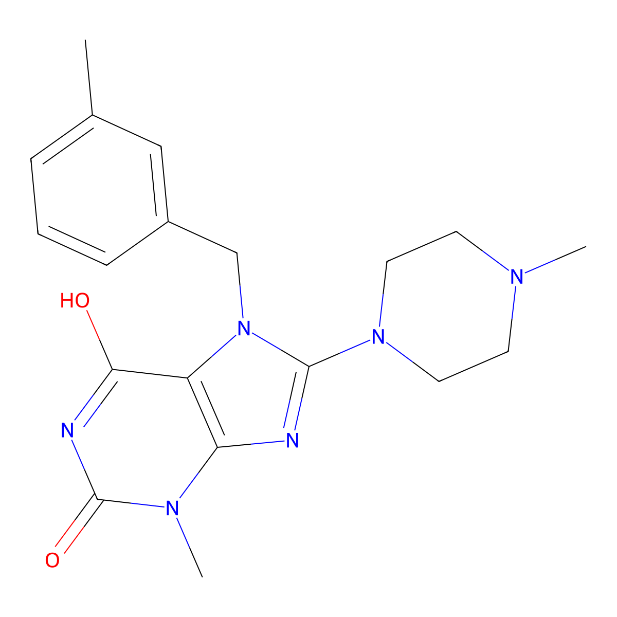3-methyl-7-(3-methylbenzyl)-8-(4-methylpiperazin-1-yl)-1H-purine-2,6(3H,7H)-dione molecular structure, CAS 361174-74-5