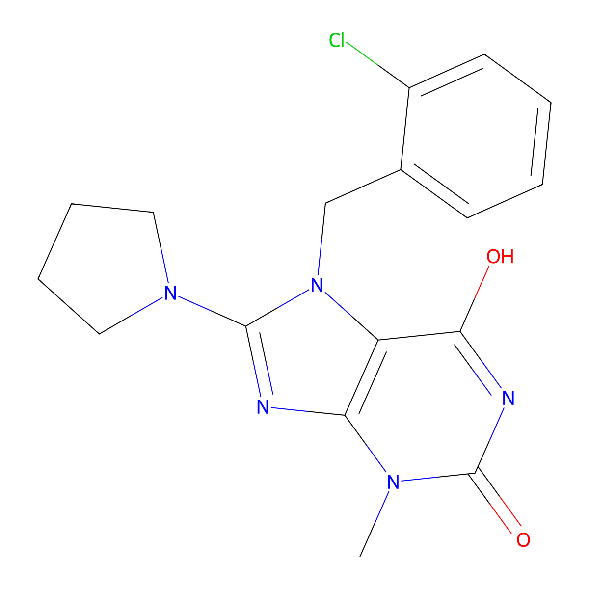 7-(2-chlorobenzyl)-3-methyl-8-(pyrrolidin-1-yl)-1H-purine-2,6(3H,7H)-dione molecular structure, CAS 361174-79-0